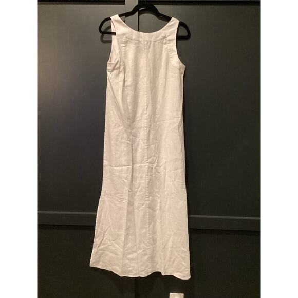 DKNY Linen V Neck long Maxi shift  Dress white sleeveless extra small nwt - Picture 7 of 8